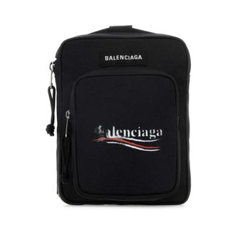 Balenciaga Cross Body Messenger, male, Black, ONE SIZE, Logo Print Shoulder Bag Black