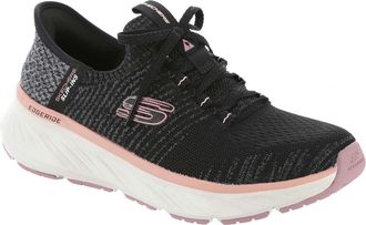 Skechers Womens Edgeride Impression Slip-On Sneakers, Black Knit/Pink Trim, 5.5 UK