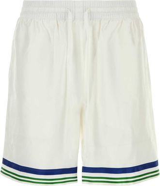 Casablanca Mens White Satin Bermuda Shorts - Ivory Silk - Size X-Large