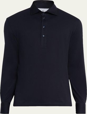 Brunello Cucinelli Mens Cotton Long-Sleeve Polo Shirt