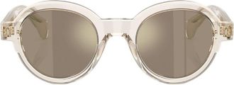 Moncler Rondosa Light Brown Mirror Gold Round Unisex Sunglasses ME6003 30035A 47