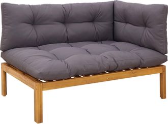 vidaXL Unidad Sof&aacute; Esquinero Gris Natural Y Oscuro Madera De Acacia Vidaxl