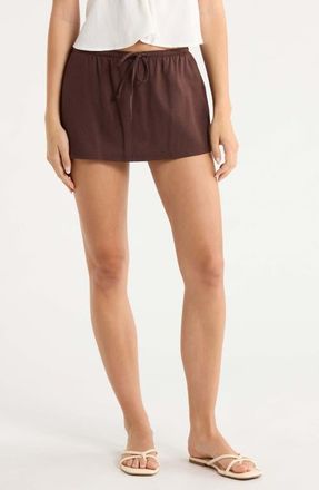 PacSun Tie Waist Miniskirt in Brown at Nordstrom, Size Xx-Small