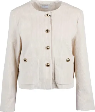 Marella Cropped Velvet Jacket with Jewel Button Closure