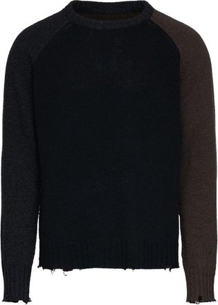 Maison Margiela Contrasting Sleeve Sweater With Distressed Hem
