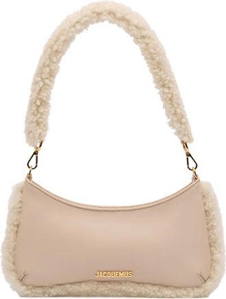 Jacquemus Borsa a spalla Le Bisou Doux in pelle con finiture in shearling 2023-2025 - Marrone