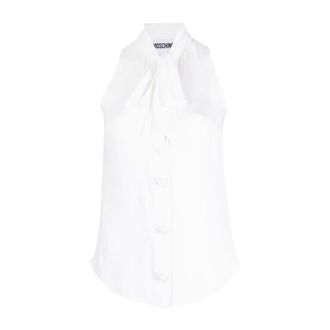 Moschino Sleeveless Tops, female, White, XS, -bow Sleeveless Blouse