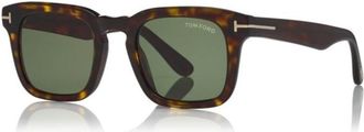 Tom Ford Dark Havana Acetate Square Green Mens Sunglasses FT0751 52N 50