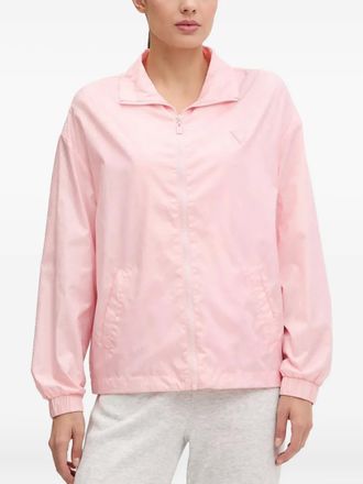 Guess Co logo-print zip-up jacket - women - Polyamide/Polyester - L - Pink