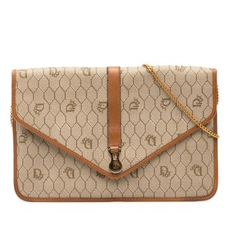 Dior Pre-owned Womens Honeycomb Coated Canvas Chain Crossbody - Tan Textile - One Size