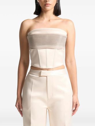 Mani&egrave;re De Voir Cora satin bandeau corset top - Neutrals