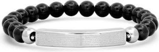 Steeltime Mens Lava Bead & Stainless Steel Stretch ID Bracelet in Black at Nordstrom Rack