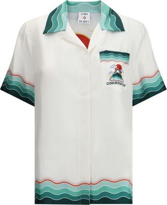 Casablanca Silk Cuban Collar short sleeve Womens Shirt