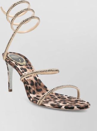 Rene Caovilla crystal-embellished leopard-print satin sandals