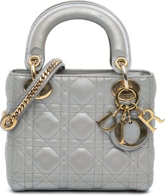 Dior Pre-owned Womens Lady Mini Bag Grey - Silver Leather - One Size