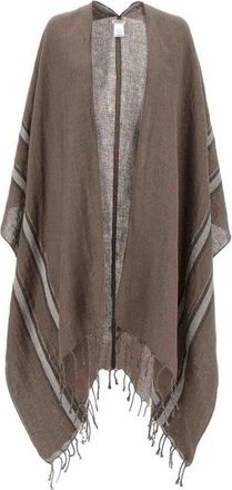Brunello Cucinelli Womens Brown Striped Linen Scarf