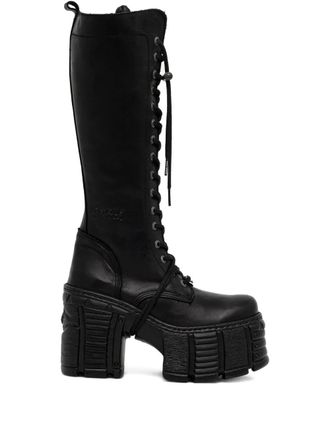 New Rock 120mm lace-up platform boots - Black