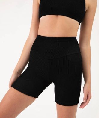 Bloch Womens High Waisted 5 Biker Shorts In Graphite