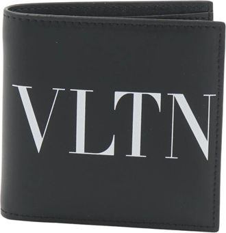 Valentino Vltn Leren Billfold Portemonnee - Heren - Portefeuilles - Zwart - ONE Size - Leer - Accessoires