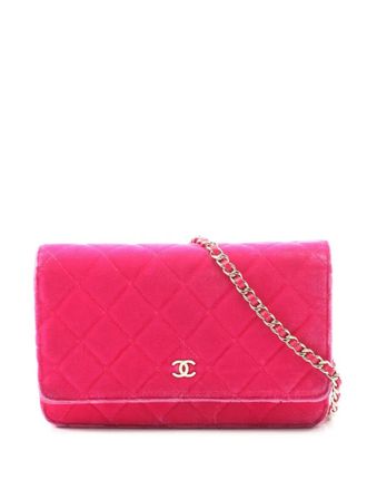 Chanel Borsa a tracolla CC in velluto trapuntato con catena 2015-2016 - Rosa