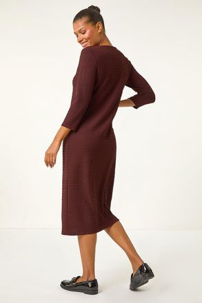 Roman Textured V-Neck Stretch A-Line Dress