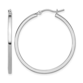Diamond2Deal 10k Gold 2mm Square Tube Hoop Earrings
