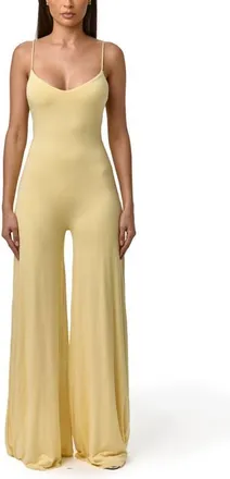 Naked Wardrobe Wide Leg Jumpsuit in Buttercream at Nordstrom, Size X-Large