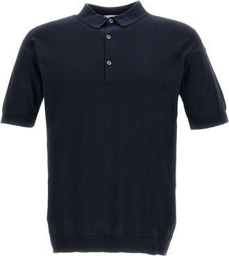 John Smedley Blue Cotton Short-Sleeve Polo Shirt
