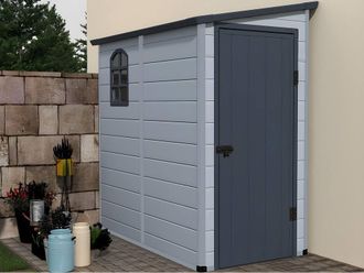 Vente-Unique Anthracite Grey Resin Lean-To Garden Shed 2.09M&sup2; - ALBERTO in Light Grey