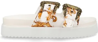Versace Jeans Couture Arizona White Baroque Print Sandals