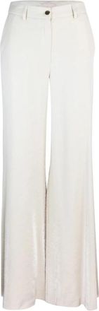 Liu Jo Wijde Viscose Twill Broek - Dames - Wijde Broeken - Wit - L - Polyester - Broeken