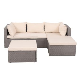 Concept Usine Mueble de jard&iacute;n de resina trenzada de 4 plazas gris/beige