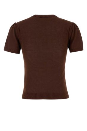 Ganni Womens Brown Cotton Sweater Tiramisu Exterior: Organic Maglie