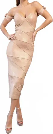 Terani Couture Sweetheart Fitted Tea-Length Dress In Rose