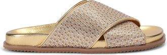 Kurt Geiger Womens Fabric Footbed Sandal Sandals - Gold - Size UK 3