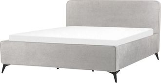 Beliani Bed Fabric VALOGNES 180 x 200 cm (EU Super King) Light Grey