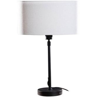 QAZQA Table Lamp Black with Oval Linen Shade White 35cm - Parte