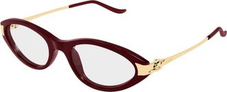 Cartier Accessoires, Dames, Rood, ONE Size, Panthere Cat-eye Optisch Montuur