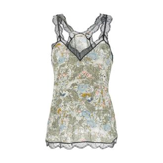 Zadig&Voltaire Tops, Dames, Veelkleurig, S, Floral Lace-Trim Green Camisole