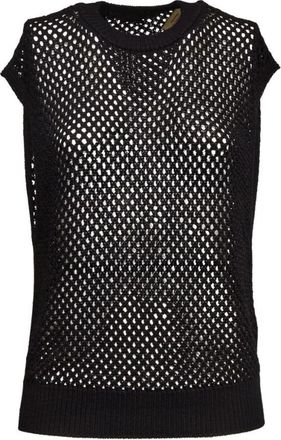 Dondup Black Round Neck Open Knit Sweater