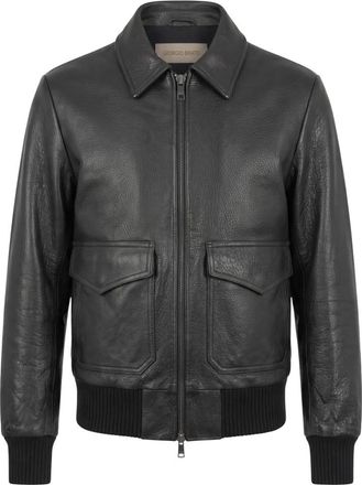 Giorgio Brato Giacca Aviatore in Pelle di Agnello - - Jackets - Uomo - Nero - L