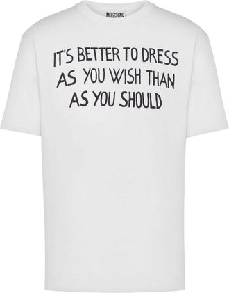 Moschino Slogan Print Cotton Jersey T-Shirt