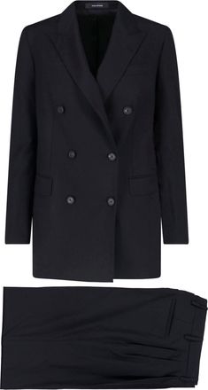 Tagliatore Double-Breasted Tailored Suit Set in Luxurious Wool and Silk