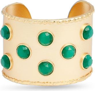 Karine Sultan Cabochon Inlay Cuff Bracelet in Gold at Nordstrom