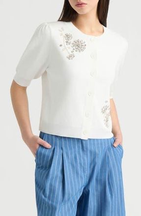 NVLT Embellished Cardigan in Marshmallow at Nordstrom Rack, Size X-Large