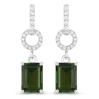 Diana M. Jewels Green Tourmaline Octagon 7x5mm - 2Pcs + White Diamond F/C Round 1mm( I1-I2/I color ) - 10Pcs + White Diamond F/C Round 0.80mm( I1-I2/I color ) - 26Pcs