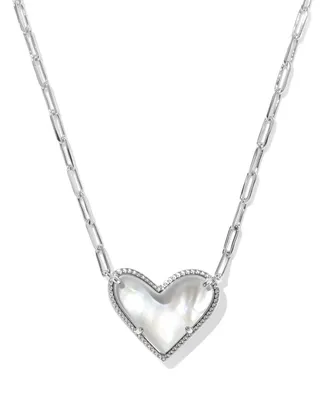 Kendra Scott Womens Ari Heart Statement Short Pendant Necklace In Silver