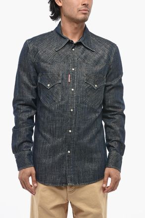 Dsquared2 Camicia FASHION WESTERN in Denim con Finitura Lurex Dsquared2