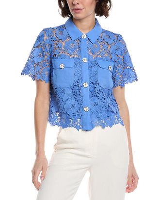 CeCe by Cynthia Steffe Cece Patch Pocket Button-Down Lace Top
