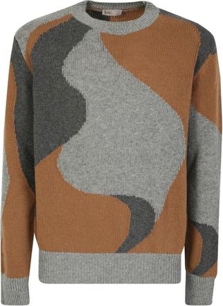 Herno Abstract Knit Sweater - Heren - Ronde hals truien - Veelkleurig - 2XL - Wol - Truien & Vesten